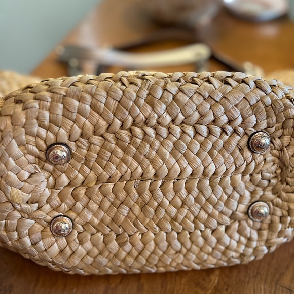 Michael Kors Hand-Woven Straw Leather Trim ToteSantorini Summer Straw Purse - Picture 3 of 12